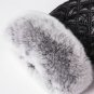Women Winter Fingerless Gloves Leather Rabbit Fur Wrist Warm Half Finger Mittens