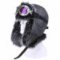 Men Winter Hat Ushanka Earflap Bomber Cap Russian With Goggles Fur Faux Leather