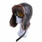 Men Winter Hat Ushanka Earflap Bomber Cap Russian With Goggles Fur Faux Leather