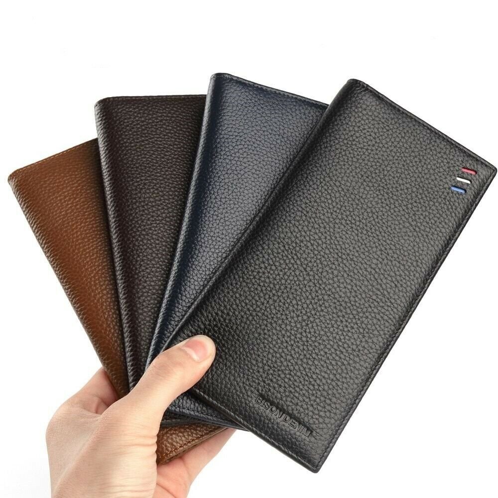 Men Wallet Genuine Leather Soft Card Coins Money Holder Cowskin Long Style Purse