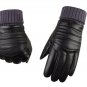 Men Leather Gloves Touchscreen Waterproof Wool Warm Fur Mittens Heated Cashmere