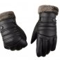 Men Leather Gloves Touchscreen Waterproof Wool Warm Fur Mittens Heated Cashmere