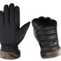 Men Leather Gloves Touchscreen Waterproof Wool Warm Fur Mittens Heated Cashmere