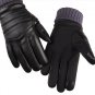 Men Leather Gloves Touchscreen Waterproof Wool Warm Fur Mittens Heated Cashmere