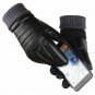 Men Leather Gloves Touchscreen Waterproof Wool Warm Fur Mittens Heated Cashmere