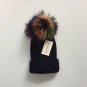 Women Winter Hat Fox Fur Real Pompom Warm Knit Ski Cap Girls Skullies Beanies