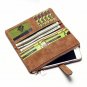 Women Wallets Nubuck Leather Drawstring Zipper Long Design Purse Two Fold Clutch