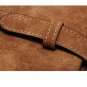 Women Wallets Nubuck Leather Drawstring Zipper Long Design Purse Two Fold Clutch