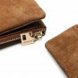 Women Wallets Nubuck Leather Drawstring Zipper Long Design Purse Two Fold Clutch