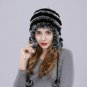 Women's Winter Warm Hat Real Rabbit Fur Lady Cap Trapper Ear Muffs Beanie Pompom
