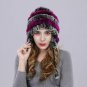 Women's Winter Warm Hat Real Rabbit Fur Lady Cap Trapper Ear Muffs Beanie Pompom