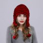 Women's Winter Warm Hat Real Rabbit Fur Lady Cap Trapper Ear Muffs Beanie Pompom
