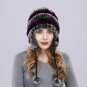 Women's Winter Warm Hat Real Rabbit Fur Lady Cap Trapper Ear Muffs Beanie Pompom