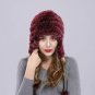 Women's Winter Warm Hat Real Rabbit Fur Lady Cap Trapper Ear Muffs Beanie Pompom