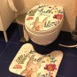 Toilet Carpet Mat Bathroom Rug Shower Curtain Bath 2pcs Set Towels Mom Xmas Gift