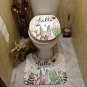 Toilet Carpet Mat Bathroom Rug Shower Curtain Bath 2pcs Set Towels Mom Xmas Gift
