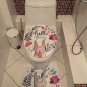 Toilet Carpet Mat Bathroom Rug Shower Curtain Bath 2pcs Set Towels Mom Xmas Gift