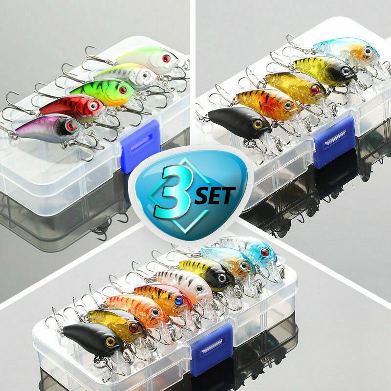 Fishing Lure Bait Set Minnow Wobbler Fish Bass Crankbaits With Box Treble Hooks
