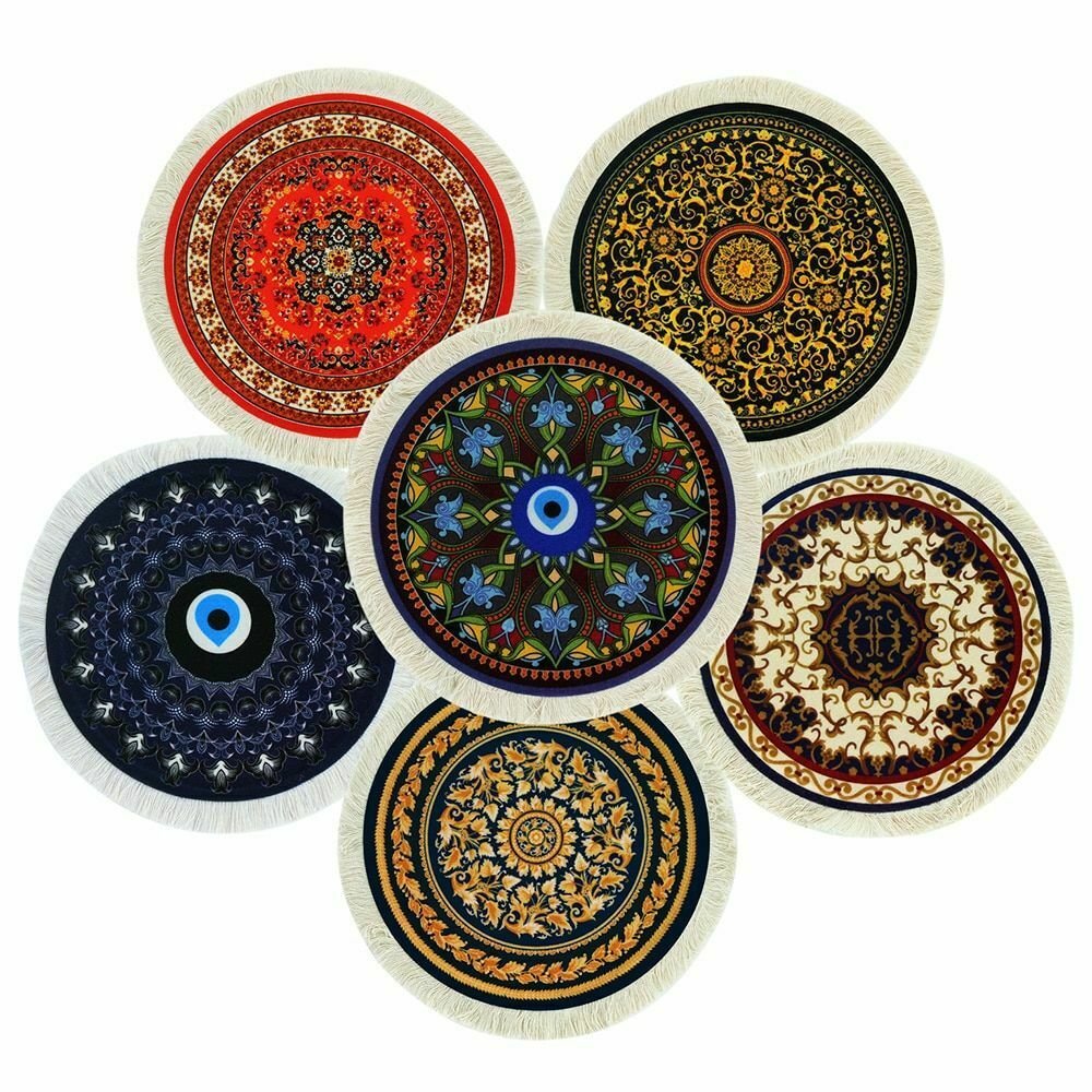 Mouse Pad Mat Rug Gaming Mice Laptop PC Non-Slip Round Shape Vintage Retro Style