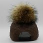 Women Winter Hats Warm Caps Faux Leather Baseball Snapback Removable Fur Pom Pom