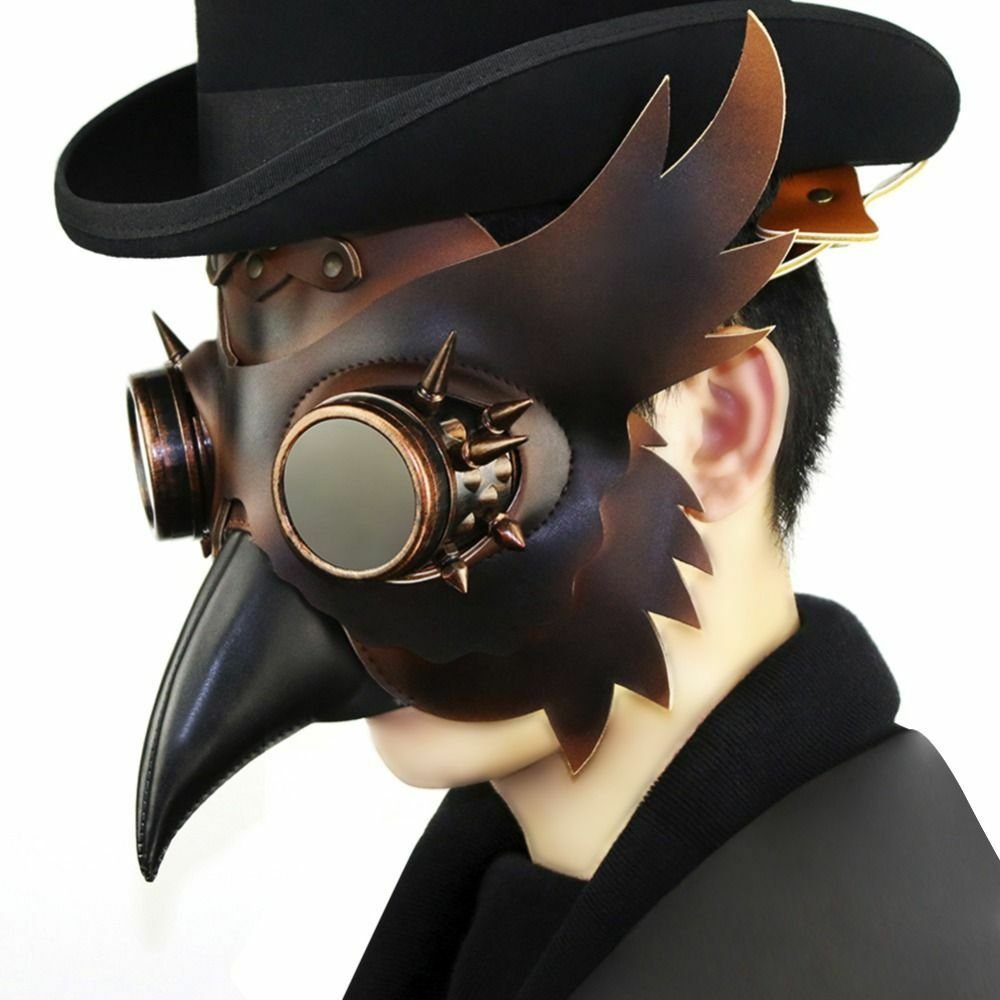 Leather Face Mask Men Steampunk Bird Beak Costume Plague Doctor Gothic Cosplay