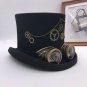 Theater Men Hat Vintage Steampunk Black Punk Style Top Headwear Gothic Cosplay