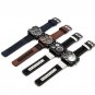 Men Wrist Watch Quartz Luxury Art Brand Rectangle Three Time Zone Canvas Strap