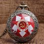Chain Pocket Watch USSR Soviet Russia Vintage Sickle Necklace Pendant Hummer