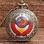 Chain Pocket Watch USSR Soviet Russia Vintage Sickle Necklace Pendant Hummer