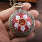 Chain Pocket Watch USSR Soviet Russia Vintage Sickle Necklace Pendant Hummer