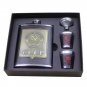 Hip Flask Set CCCP Stainless Steel Faux Leather Wrapped Flagon 7oz Russia Gift