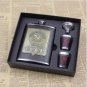 Hip Flask Set CCCP Stainless Steel Faux Leather Wrapped Flagon 7oz Russia Gift