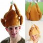 Adults Hat Mask Men Women Funny Plush Roasted Turkey Party Festival Costume Cap