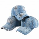 Women Baseball Summer Cap Jeans Crown Shaped Rhinestone Girl Snapback Hat