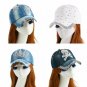 Women Baseball Summer Cap Jeans Crown Shaped Rhinestone Girl Snapback Hat