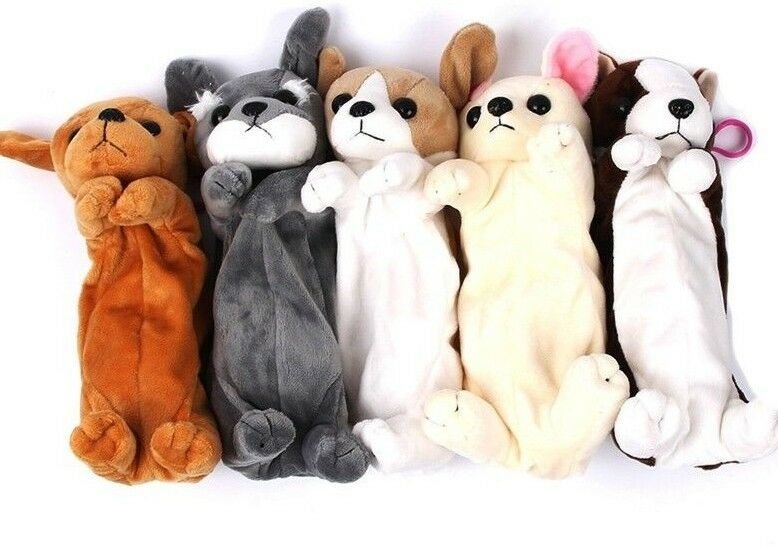Pencil Pen Case Kids School Supplies Girls Boys Plush Dog Puppy Bags Soft Pouch