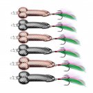 Spoon Fishing Lure 5 Pcs Lot Bass Metal Bait Treble Hook Tackle Spinner Fly Gift
