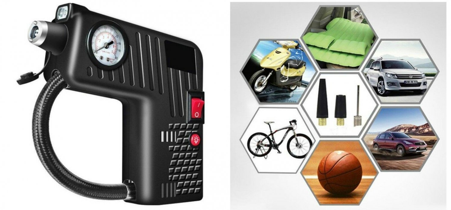 Air Compressor Car Tire Inflator Pump Bike Ball Boat Auto Portable Mini 12V