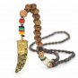 Handmade Nepal Women Necklace Buddhist Mala Wood Beads Pendant Jewelry Men
