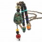 Handmade Nepal Women Necklace Buddhist Mala Wood Beads Pendant Jewelry Men