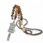 Handmade Nepal Women Necklace Buddhist Mala Wood Beads Pendant Jewelry Men