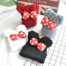Baby Warm Hat Pom Pom Girls Winter Beanie Knitted Cap Cartoon Mickey Knit Fur