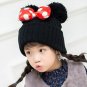 Baby Warm Hat Pom Pom Girls Winter Beanie Knitted Cap Cartoon Mickey Knit Fur
