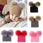 Baby Warm Hat Pom Pom Girls Winter Beanie Knitted Cap Cartoon Mickey Knit Fur