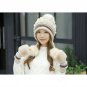 Women Winter Hat And Gloves Set Knit Fur Pom Pom Beanie Girls Warm Ski Cap Love