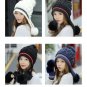 Women Winter Hat And Gloves Set Knit Fur Pom Pom Beanie Girls Warm Ski Cap Love