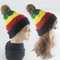 Warm Beanie Hat Men Women Ski Spring Cap Knitted Pompom Mixed Color Stripe Pom