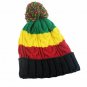 Warm Beanie Hat Men Women Ski Spring Cap Knitted Pompom Mixed Color Stripe Pom