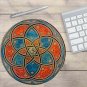 Mouse Pad PC Round Gaming Mandala Art Vintage Non Slip Rubber Mat Retro Style