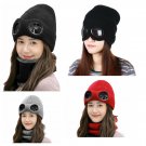 Women Winter Hat With Glasses Warm Beanies Skull Ski Knitted Girls Cap Pilot